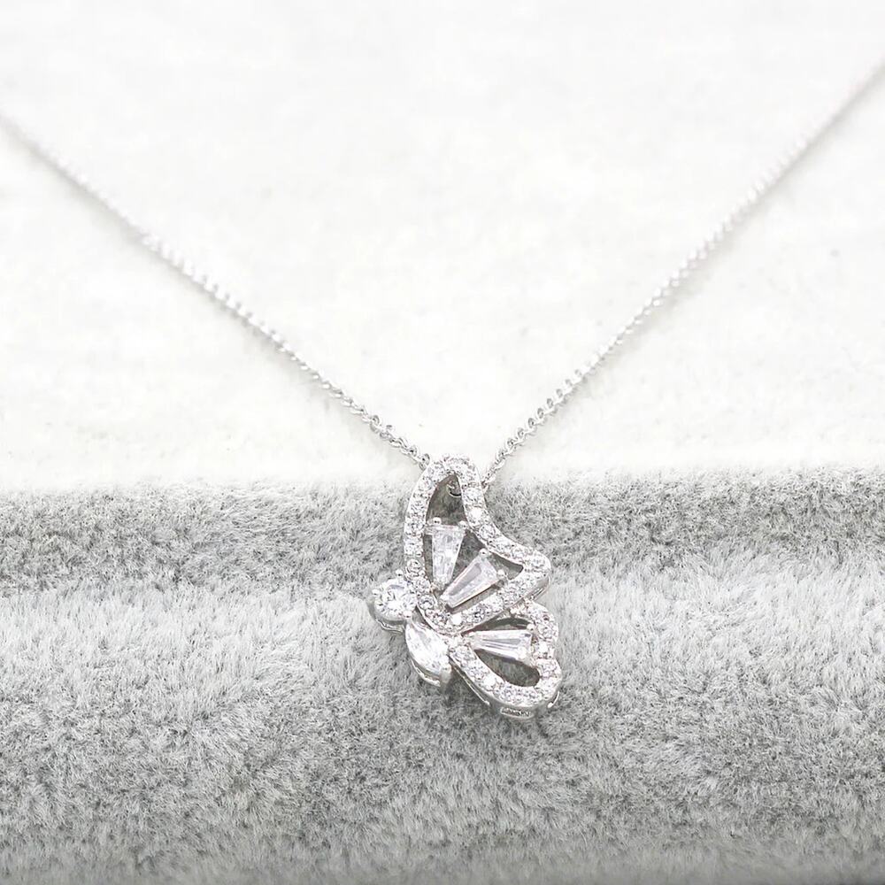 Butterfly Key Cubic Zirconia Crystal Necklace